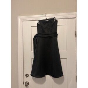 White House Black Market WHBM, Strapless Solid Black Cocktai A-Line Dress Size 4